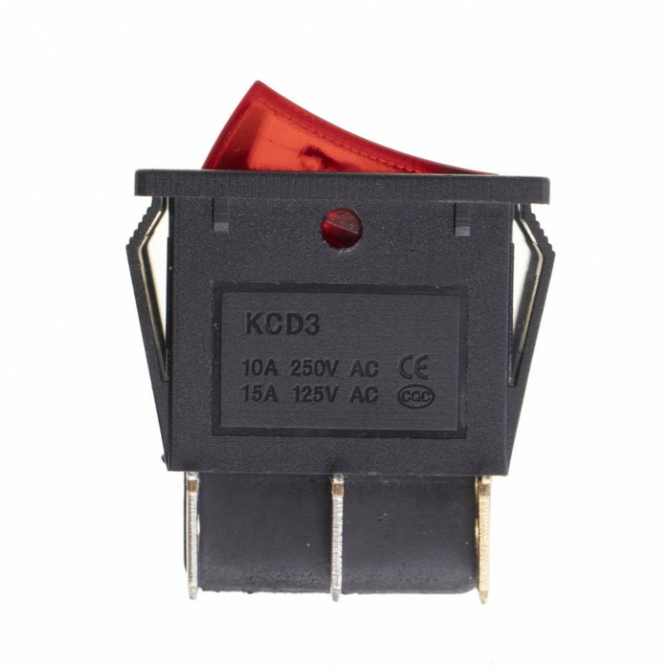 Набор 3 шт Выключатель двухклавишный 26*31мм, 10A, 250V, 2 положения, с сигнальной лампой, Thermex, KM66134