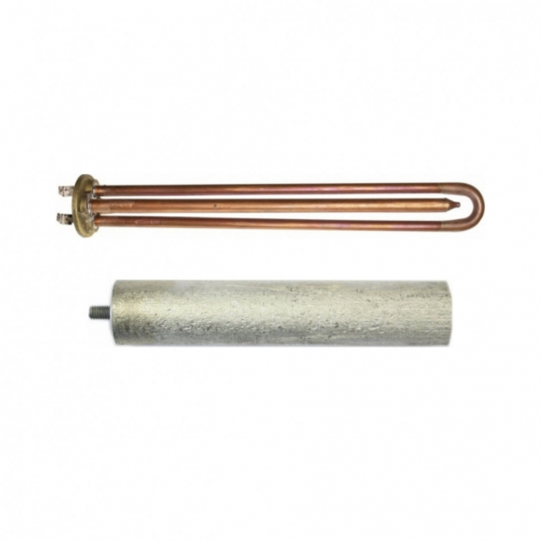 Комплект ТЭН 1,5кВт (1500Вт) RCF для водонагревателя Ariston VLS, Superlux, Simat, под анод М5, трубка под термостат 10мм + анод, 202152K1